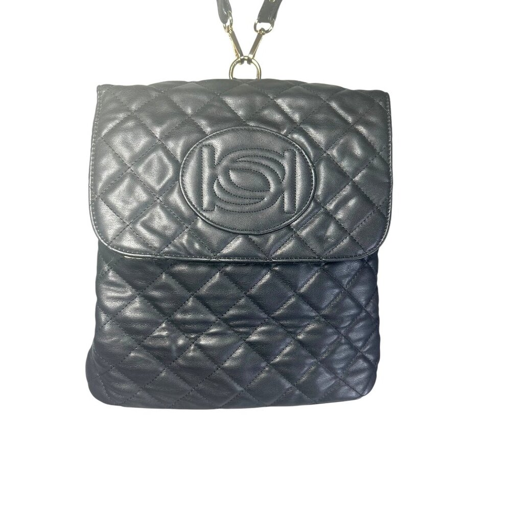Bebe Los Angeles Back Pack Black Quilted Side Zip Purse - Picture 2 of 14